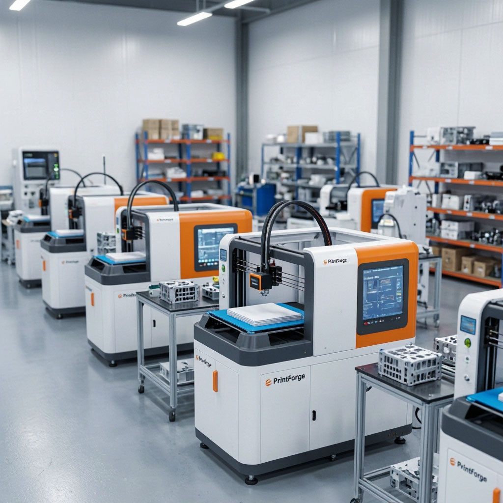 PrintForge shop floor with printers running